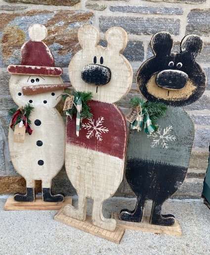 Bears and Snowman Wooden Decor