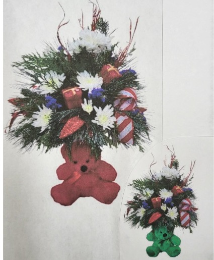 Beary Christmas FHF-C111 Fresh Floral Arrangement With Stuffed Bear