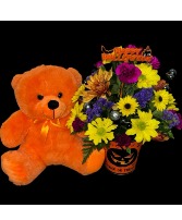 Beary Scary Arrangement FHF-H996 Fresh Flower Arrangement & Bear  local only