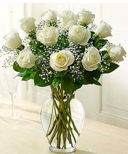 12 white roses 