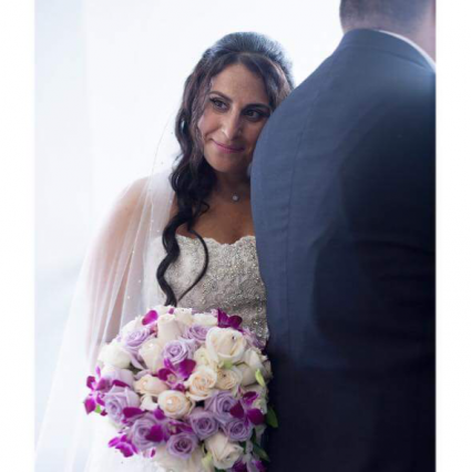 Beautif bride. Laverders and purple bouquet Weddings and special occasion.