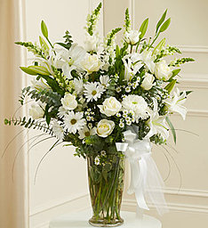 Beautiful Blessings in White Lovely Lilies, Roses and More