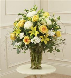 Beautiful Blessings Vase Arrangement - Yellow Funeral - Sympathy