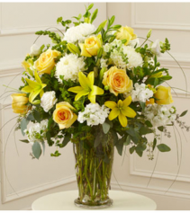 Beautiful Blessings Vase - Yellow Sympathy Arrangement