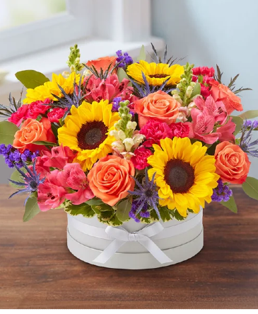 Beautiful Blooms Hatbox Bouquet  in Mansfield, TX | Mansfield Florist & Gifts