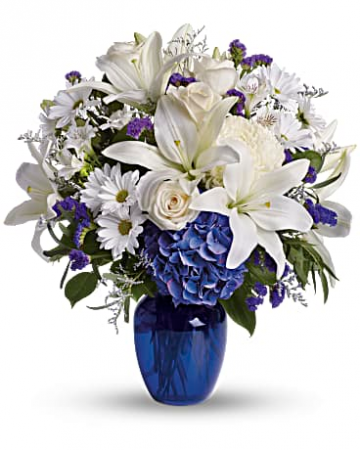 Beautiful Blue And White Flower Arrangement