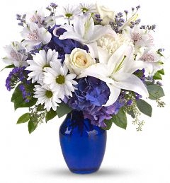 Beautiful Blue Fresh Flower Arrangement