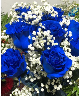 Beautiful Blue Roses Wrapped bouquet 