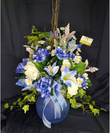 Beautiful Blue & White Silk Arrangement  in Fort Wayne, IN | MORING'S FLOWERS & GIFTS, INC.