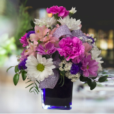 Beautiful Day Purple Cube Vase arrangement