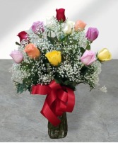Beautiful Dozen Mixed Colored Roses     FHF-81 