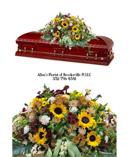 Beautiful Fall Casket  Fresh cut flowers 