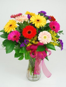 Mixed Bright Gerberas Vase Arrangement in Lebanon, NH | LEBANON GARDEN OF EDEN FLORAL SHOP Mixed Bright Gerberas Vase Arrangement in Lebanon, NH | LEBANON GARDEN OF EDEN FLORAL SHOP