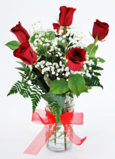 Beautiful Half Dozen Red Roses Flower Arrangement