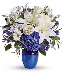 BEAUTIFUL IN BLUE Arrangement of Flowers