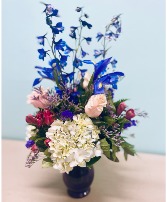 Beautiful In Blue Fresh Vase Arrangement
