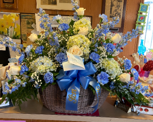 Beautiful in Blue  Funeral basket 