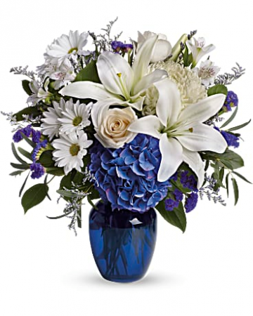 Beautiful in Blue Vase arrangement