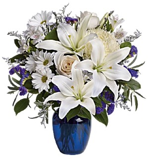 Beautiful in Blue Vase Arrangement