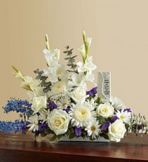 Beautiful Memories - Blue and White sympathy flowers