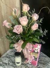 Beautiful Mom Flowers Candle & Handwritten Card