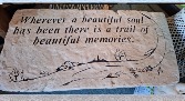 Beautiful Soul cement bench has three pieces/top & 2 cement legs