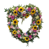 Beautiful Sunflowers Heart Wreath Flower Arrangement