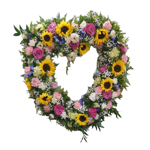 Beautiful Sunflowers Heart Wreath Flower Arrangement