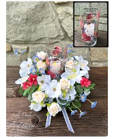 Beautifully Lived Candle with Silk Florals Candle Arrangement