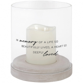 "Beautifully Lived" Glass Hurricane Sympathy Gift