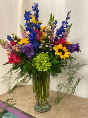 Beauty-Full Tall vase of lovely flowers