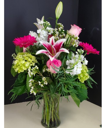 Beauty in Pink Flower arrangement in Goshen, IN | Wooden Wagon Floral Shoppe Inc.