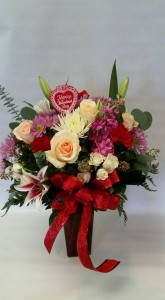 Because I love You Red Vase of Asst Florals