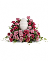 Bed of Pink Roses Cremation Flowers   (urn not included) 