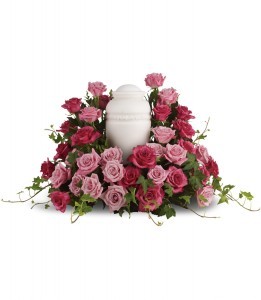 Bed of Pink Roses Urn Flowers
