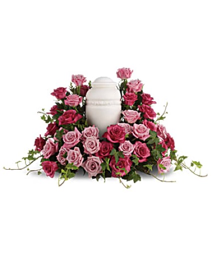 BED OF ROSES FUNERAL ARRANGEMENT