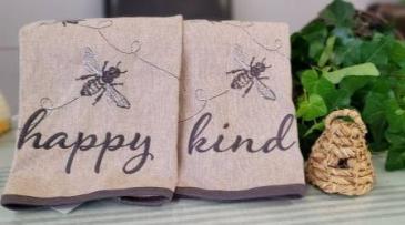 Bee Happy Tea Towels Gift Item