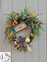 Bee Hive grapevine wreath 