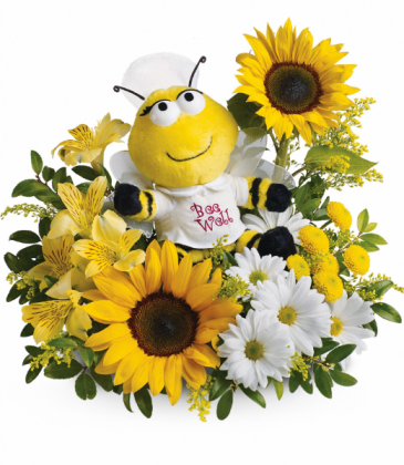 Bee Well Bouquet One-Sided Floral Arrangement in Winnipeg, MB | KINGS FLORIST LTD