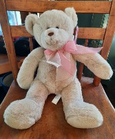 Beige Bear with Double Sheer Ribbon 