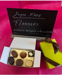 Sugar free Belgian finest chocolates 12 pieces in ballotin box 