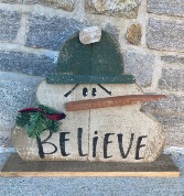 Believe Snowman Wooden Decor