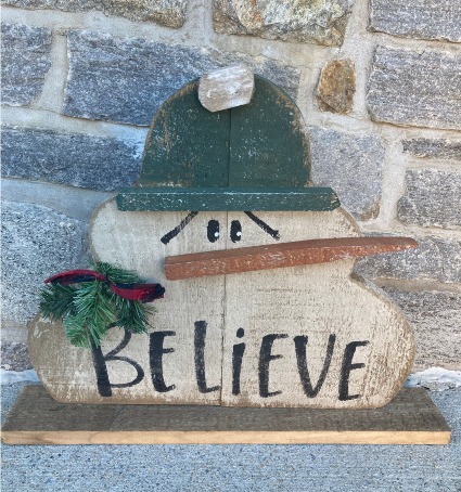 Believe Snowman Wooden Decor