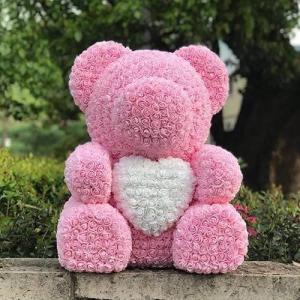Bella Bear With Heart In The Middle 27" Tall - BABY PINK 