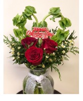 Bells of Ireland Heart Arrangement Vase Arrangement