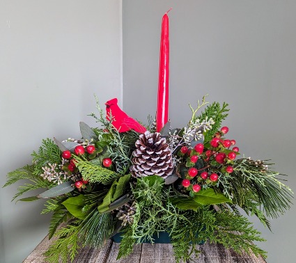 Berries and Evergreen Centerpiece 