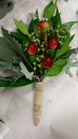 Berries & eucalyptus Boutonniere