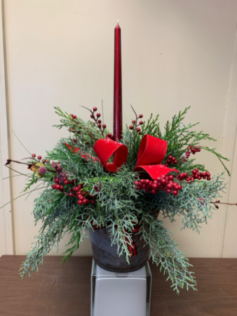 Berry Christmas  Centerpiece with fresh greenery and berries