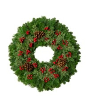 Berry Christmas Fresh Wreath 24" Wreath