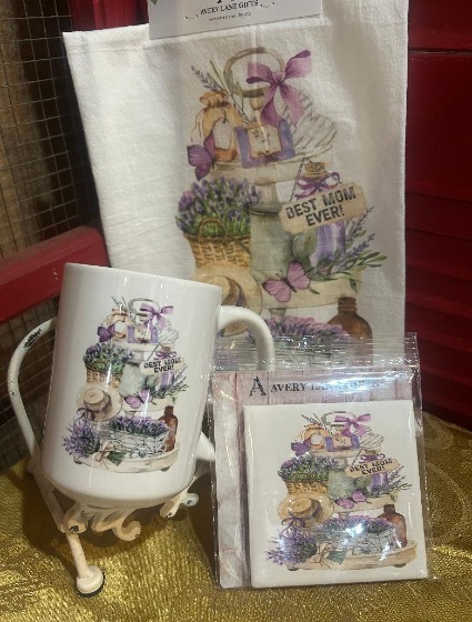 Best Mom Ever!  While Supplies Last! Tea Towel, Mug & Coaster